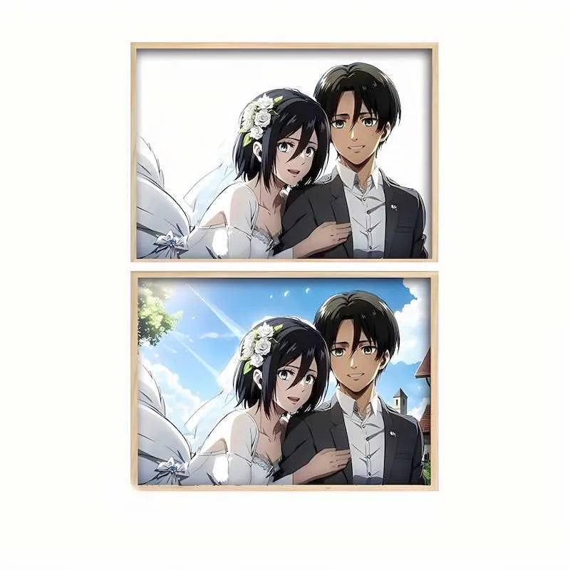 Cadre LED Mikasa et Eren Mariage - Attaque des Titans - BAKASHOP