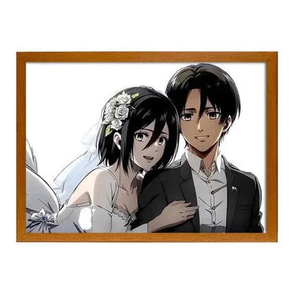 Cadre LED Mikasa et Eren Mariage - Attaque des Titans - BAKASHOP