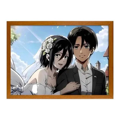 Cadre LED Mikasa et Eren Mariage - Attaque des Titans - BAKASHOP