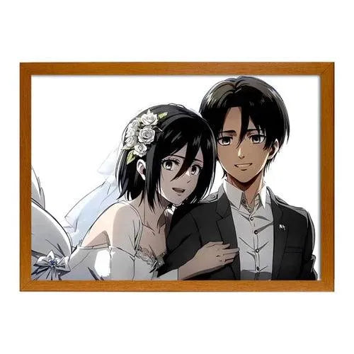 Cadre Lumineux LED Mikasa et Eren Mariage - Attaque des Titans - BAKASHOP