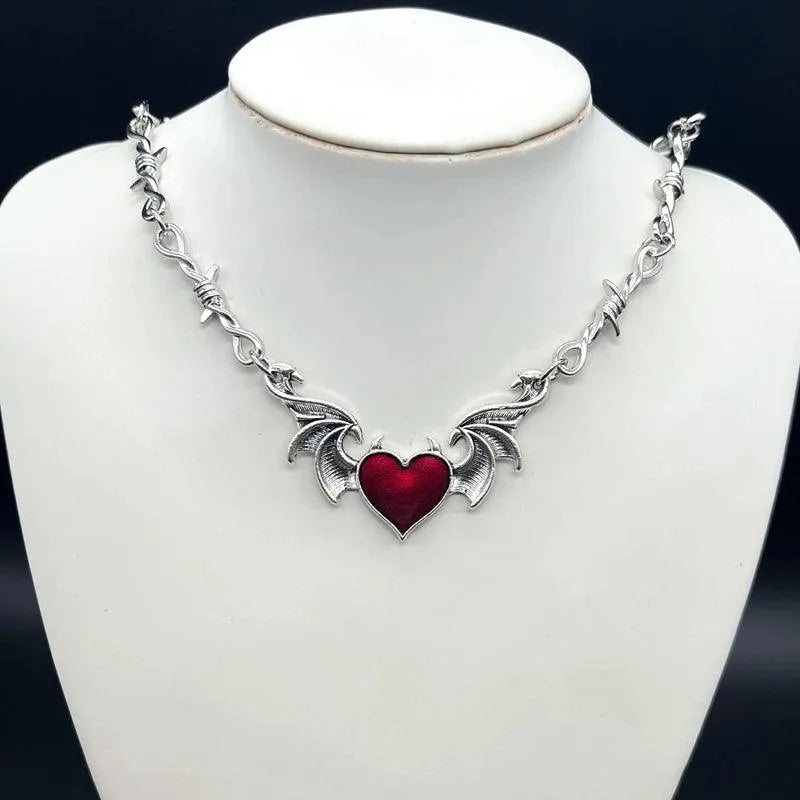 Collier Emo - Coeur du Diable - BAKASHOP