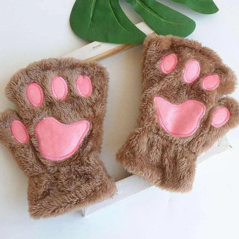 Gants / Mitaines Pattes de chat - Marrons Claires - BAKASHOP