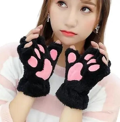 Gants / Mitaines Pattes de chat - Noires - BAKASHOP