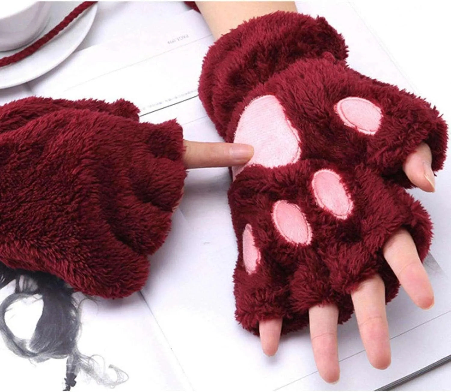 Gants / Mitaines Pattes de chat - Rouges foncées - BAKASHOP