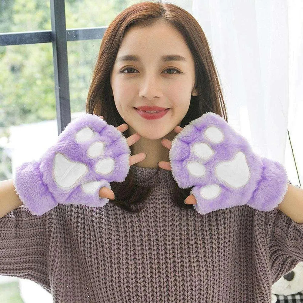 Gants / Mitaines Pattes de chat - Violettes - BAKASHOP