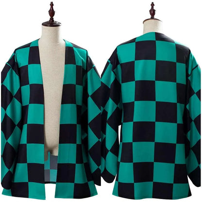 Kimono de Cosplay Tanjiro Kamado Carreaux Verts et Noirs - Demon Slayer - BAKASHOP