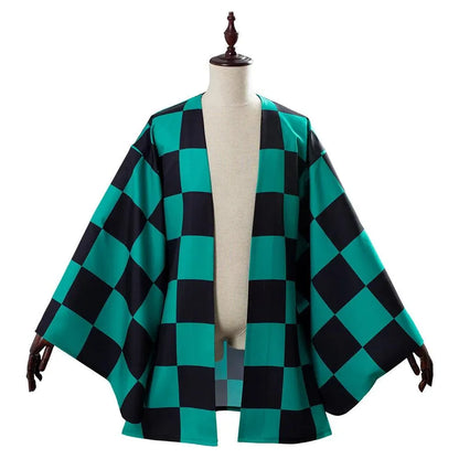 Kimono de Cosplay Tanjiro Kamado Carreaux Verts et Noirs - Demon Slayer - BAKASHOP