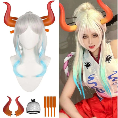 Perruque de Cosplay Yamato avec cornes - One piece - BAKASHOP