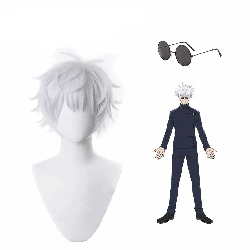 Perruque et accessoires pour cosplay Saturo Gojo - Jujutsu Kaisen - BAKASHOP