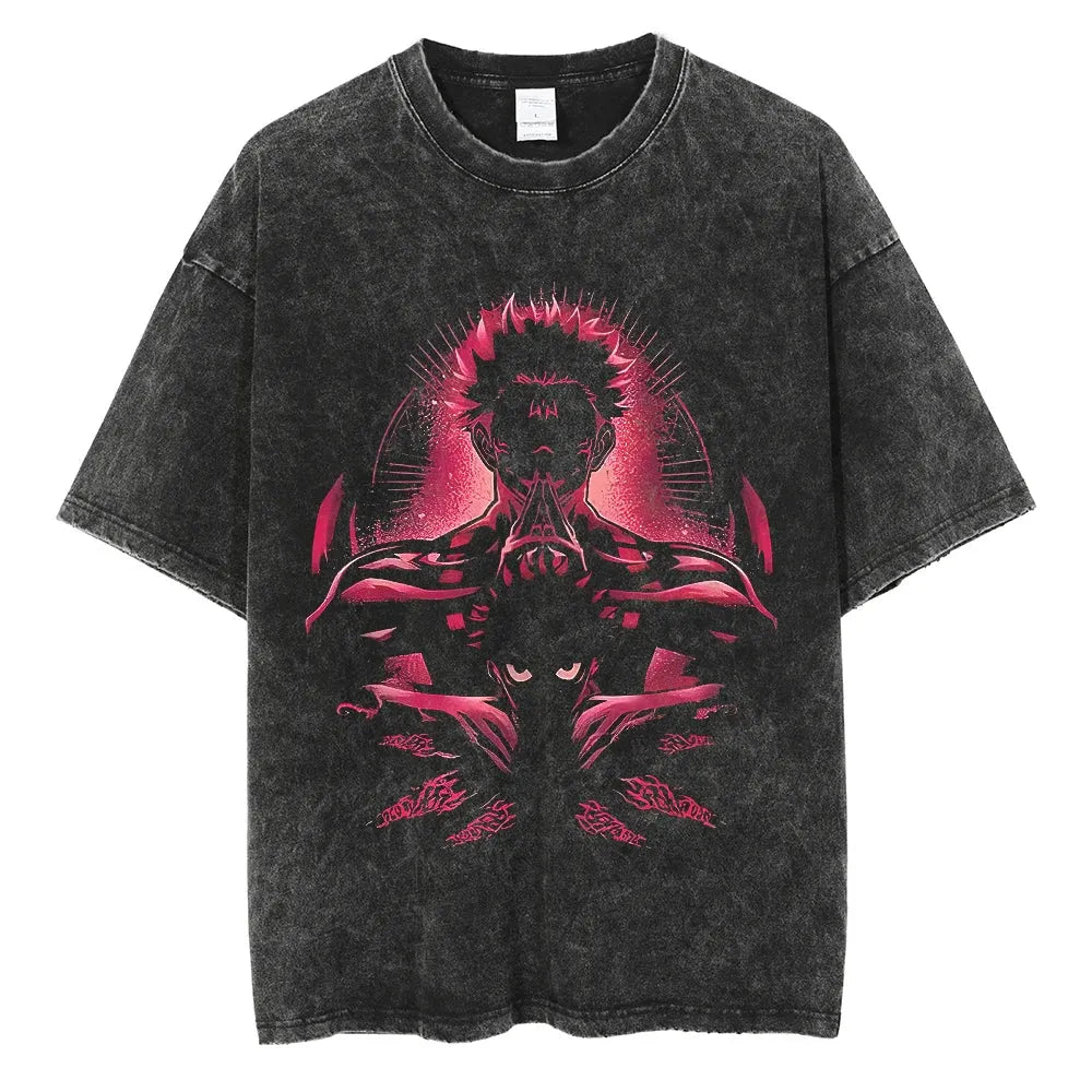 T-shirt Sukuna Extension du Territoire Vintage - Jujutsu Kaisen - BAKASHOP