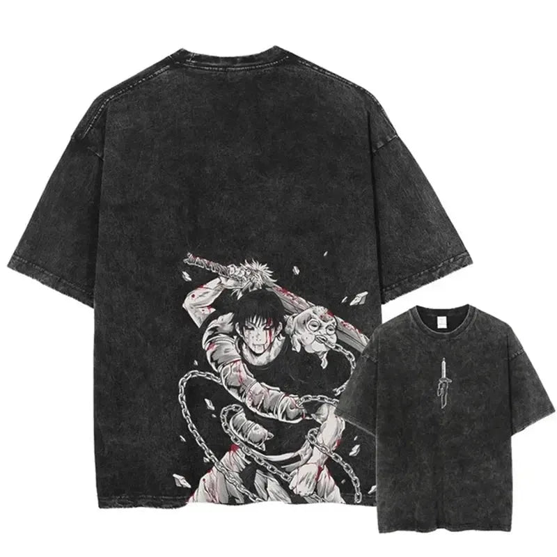 T-shirt Vintage Toji Fushiguro avec l'Épée - Jujutsu Kaisen - BAKASHOP