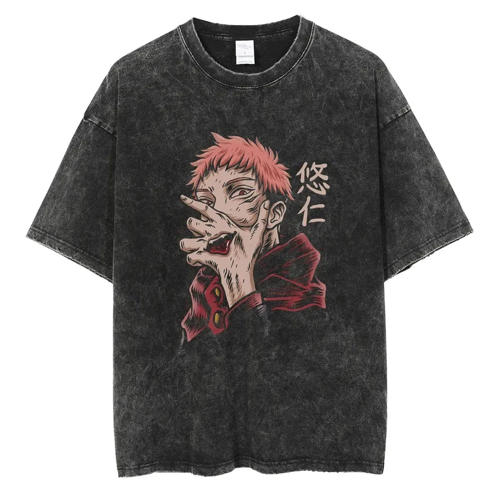 T-shirt Vintage Yuji possédé par Sukuna - Jujutsu Kaisen - BAKASHOP