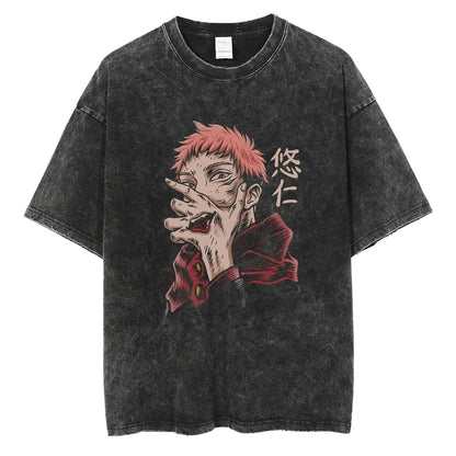 T-shirt Vintage Yuji possédé par Sukuna - Jujutsu Kaisen - BAKASHOP